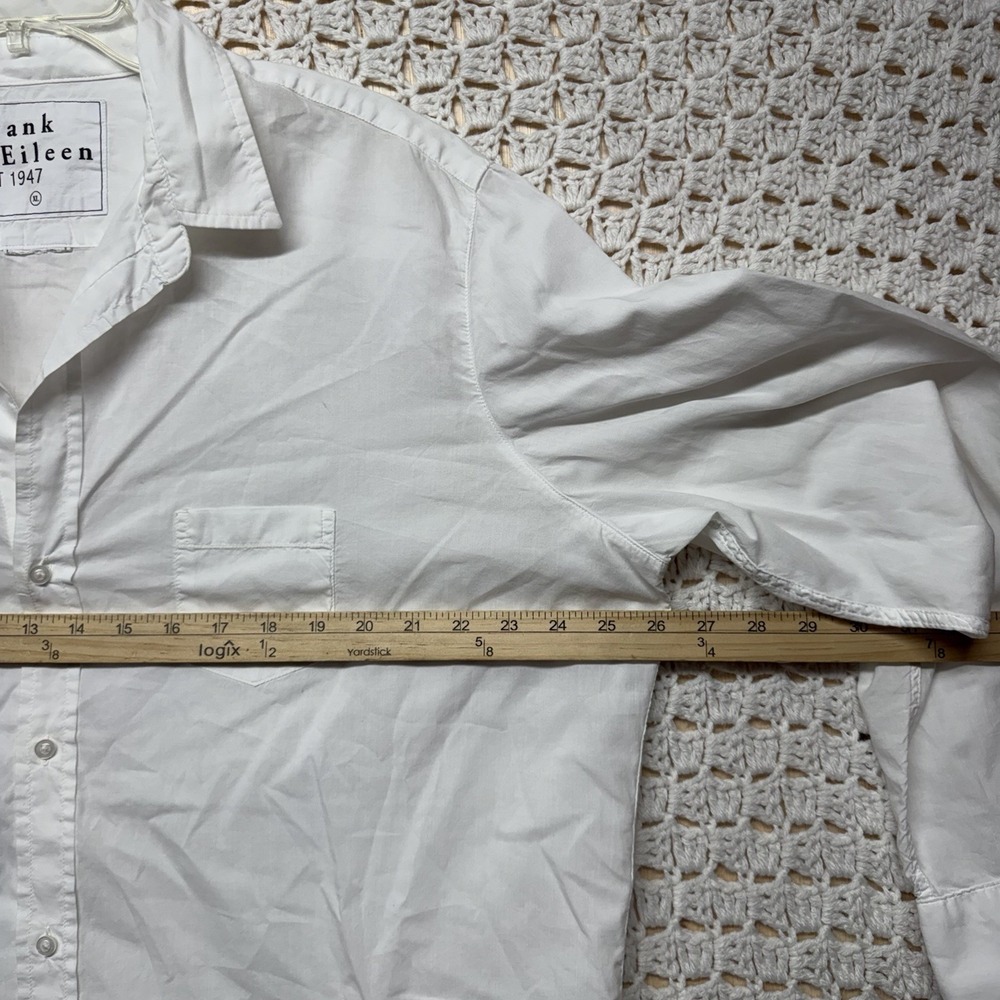 Frank & Eileen Joedy Super Luxe Shirt Women XL White Buttonup V Neck Long Sleeve - Picture 5 of 8